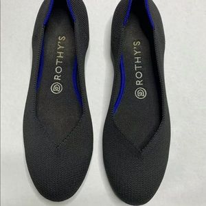 Rothys women size 9 round flat black blue shoes sandals slip on